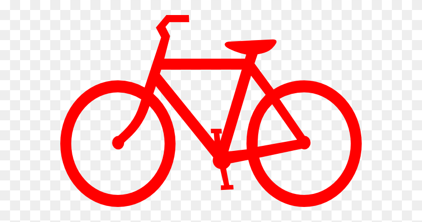 600x383 Красный Велосипед Контур Клипарт - Горный Велосипед Клипарт