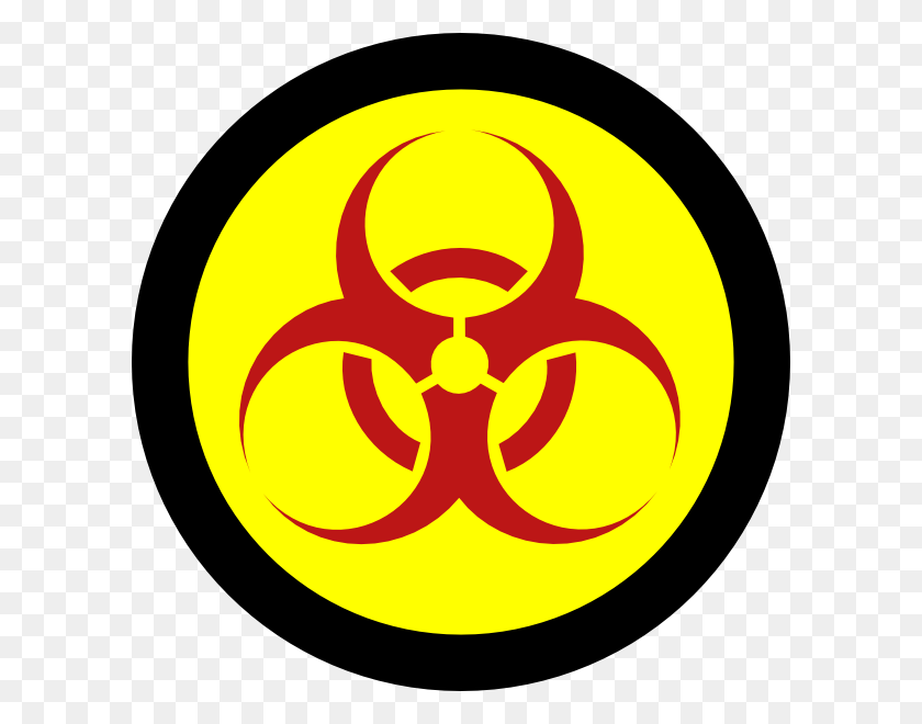 600x600 Red Biohazard On Yellow With Black Clip Art - Kokopelli Clipart
