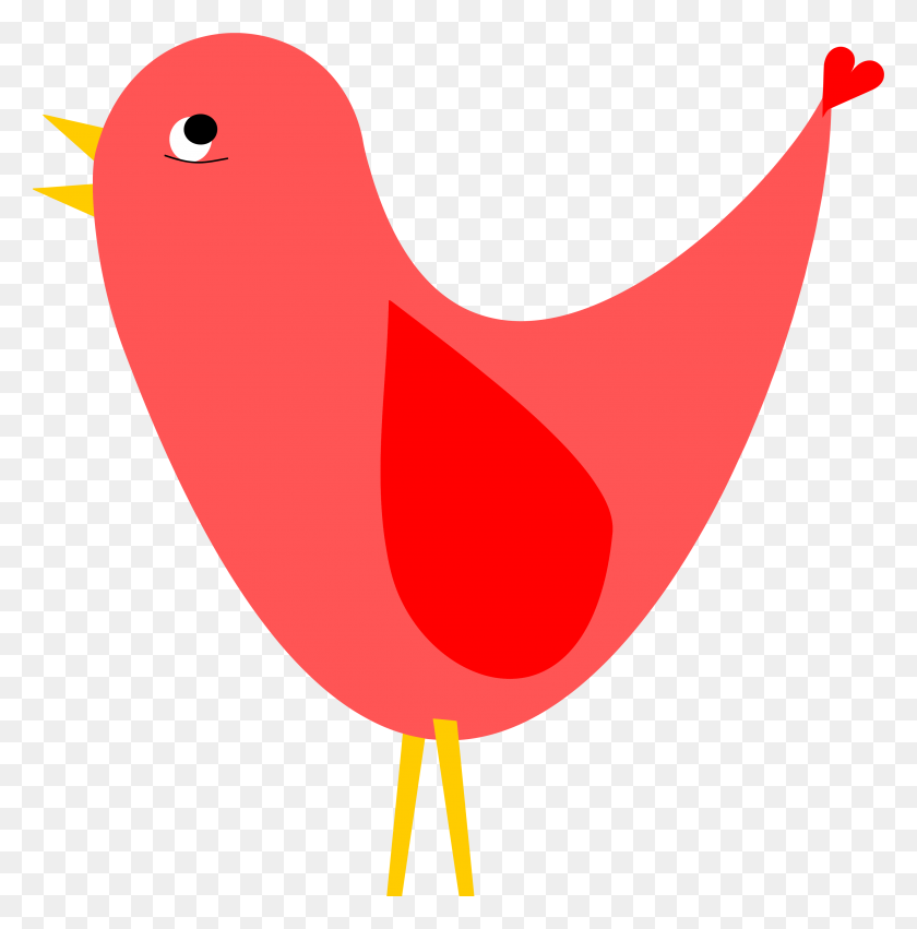 3505x3555 Red Bird Cute Clipart Png - Red Bird PNG