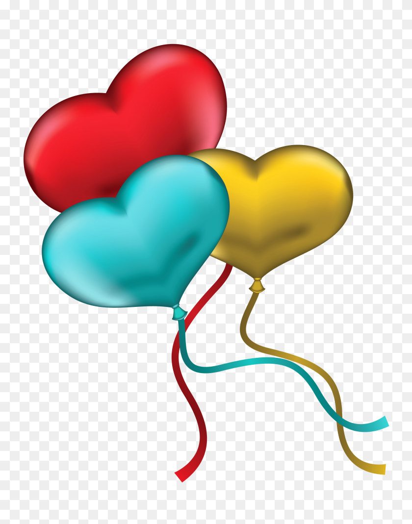 2500x3235 Red Blue And Yellow Heart Balloons Png Clipart Gallery - Yellow Balloon Clipart