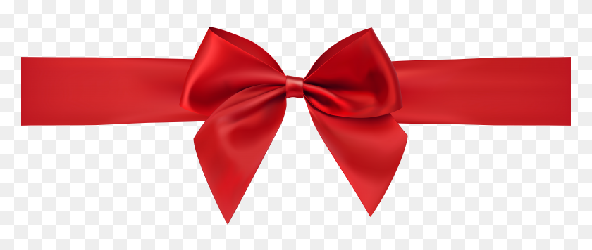 8000x3044 Red Bow Decoration Transparent Png Clip Art Gallery - Red Ribbon PNG