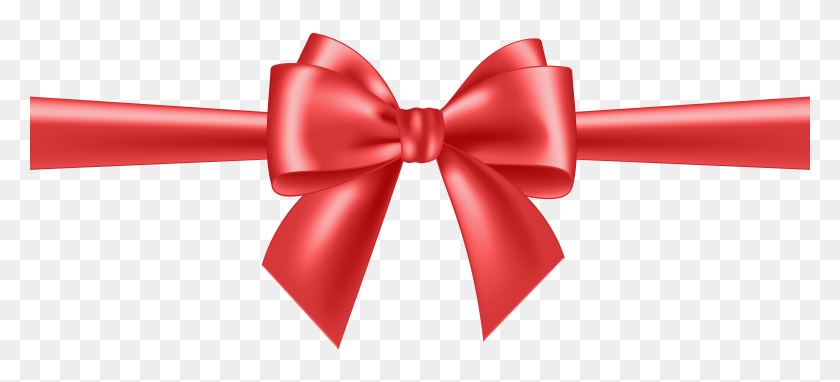 8000x3303 Red Bow Transparent Clip - Red Bow Clipart
