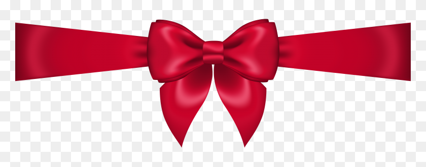 7562x2619 Red Bow Transparent Png Clip Art - Silk Clipart