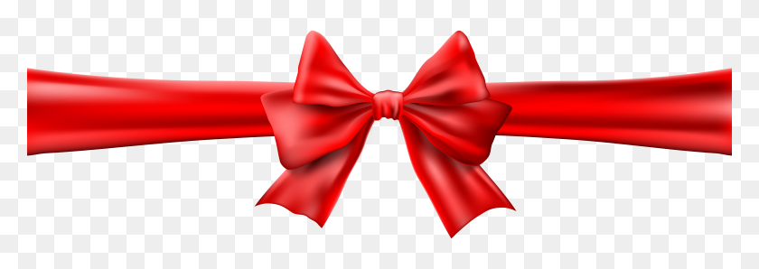 8000x2446 Red Bow With Ribbon Clip Art - Ribbon Banner Clipart