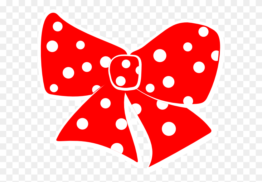 600x524 Red Bow With White Polka Dots Clip Art - White Bow Clipart