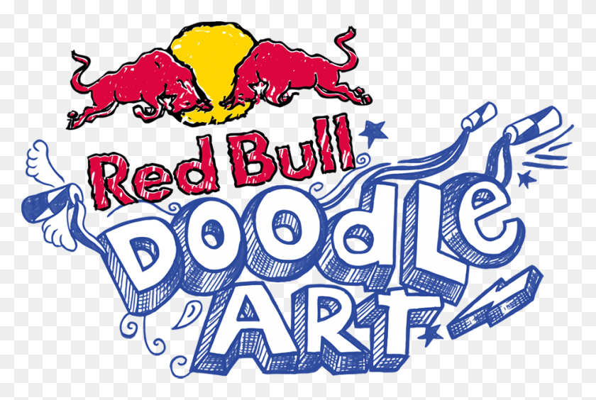 928x600 Red Bull Doodle Art - Каракули Сердце Клипарт