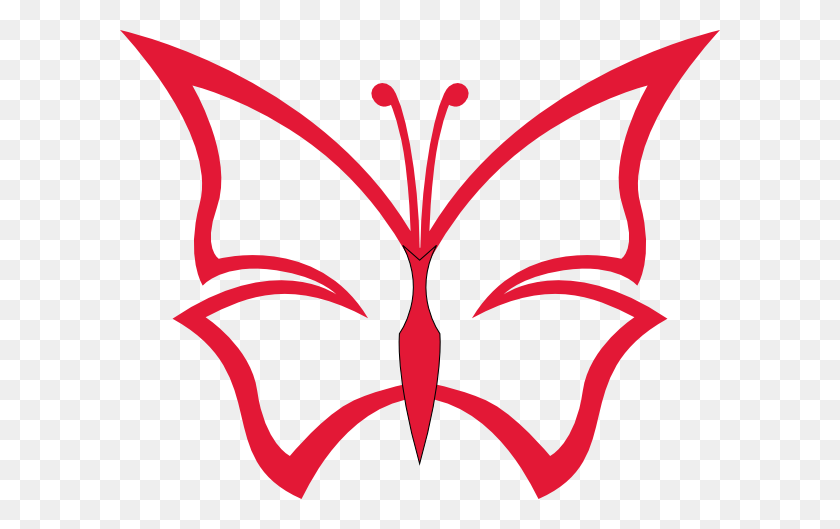 600x469 Red Butterfly Outline Clip Art - Butterfly Outline PNG