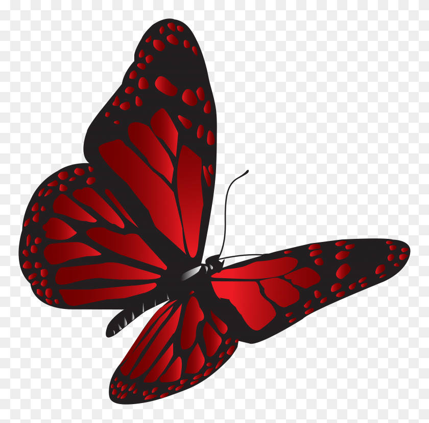 8000x7876 Red Butterfly Png Clip - Red Butterfly Clipart