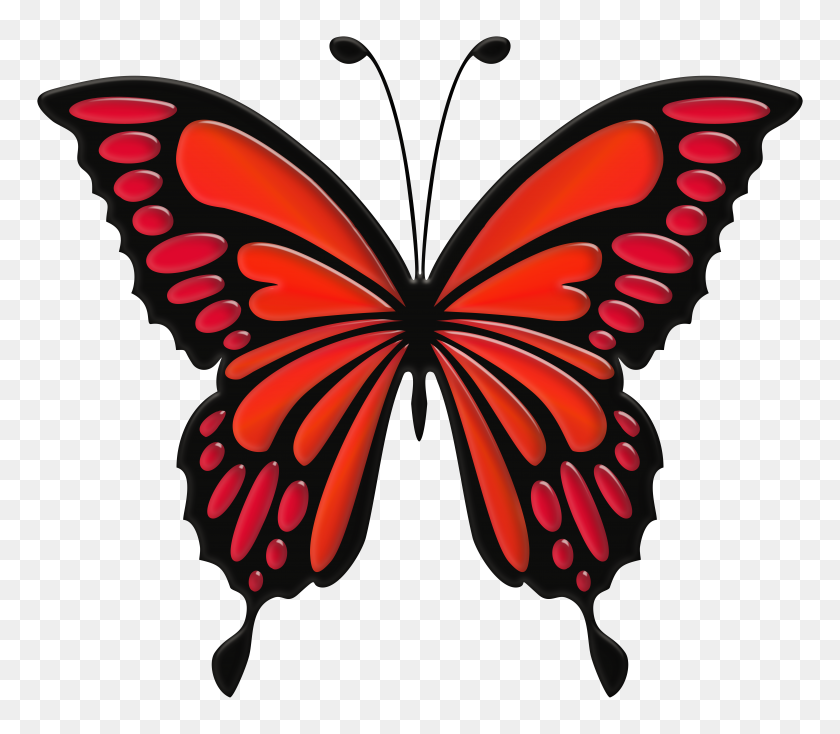 8000x6913 Red Butterfly Png Clip Art - Red Butterfly Clipart