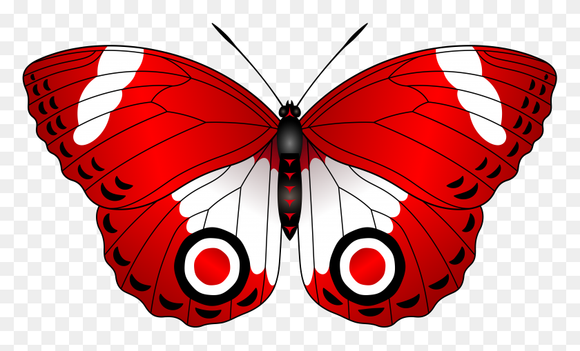 8000x4611 Красная Бабочка Прозрачный Картинки - Красная Бабочка Клипарт