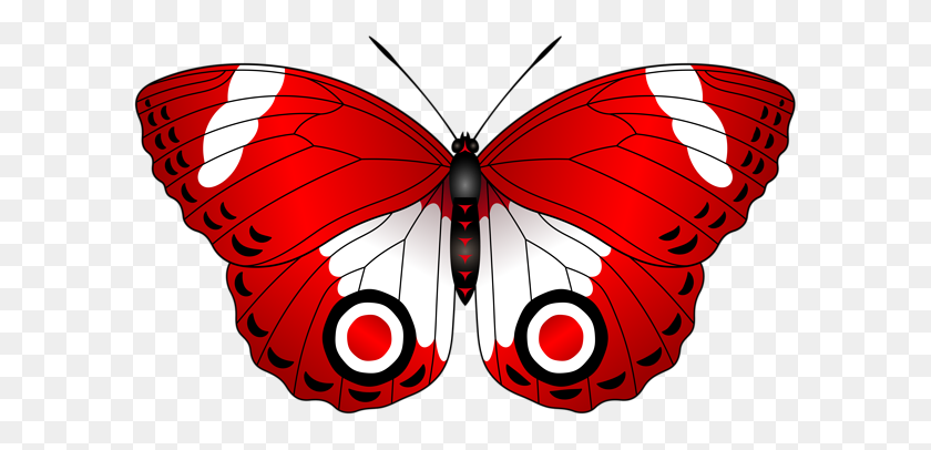 600x346 Красная Бабочка Прозрачный Клип-Арт Изображение Бабочка - Летающая Бабочка Клипарт