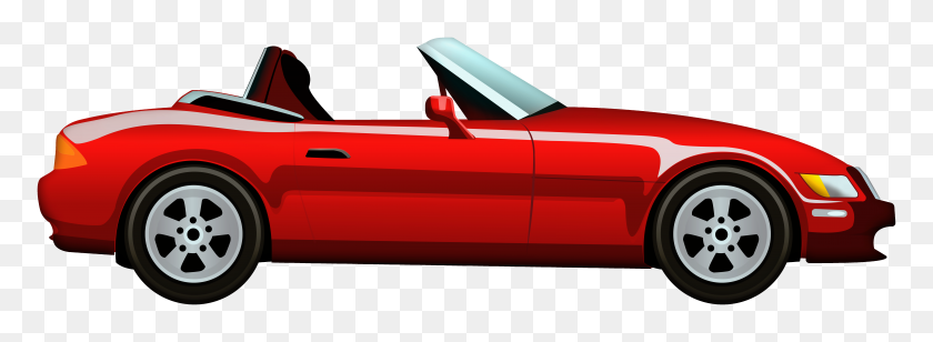 8000x2551 Red Cabriolet Car Png Clip Art - Red Car PNG