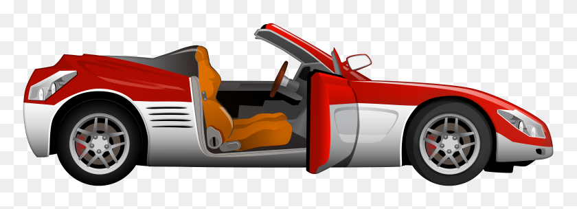 8000x2504 Red Cabriolet Sport Car Png Clip Art - Red Car Clipart