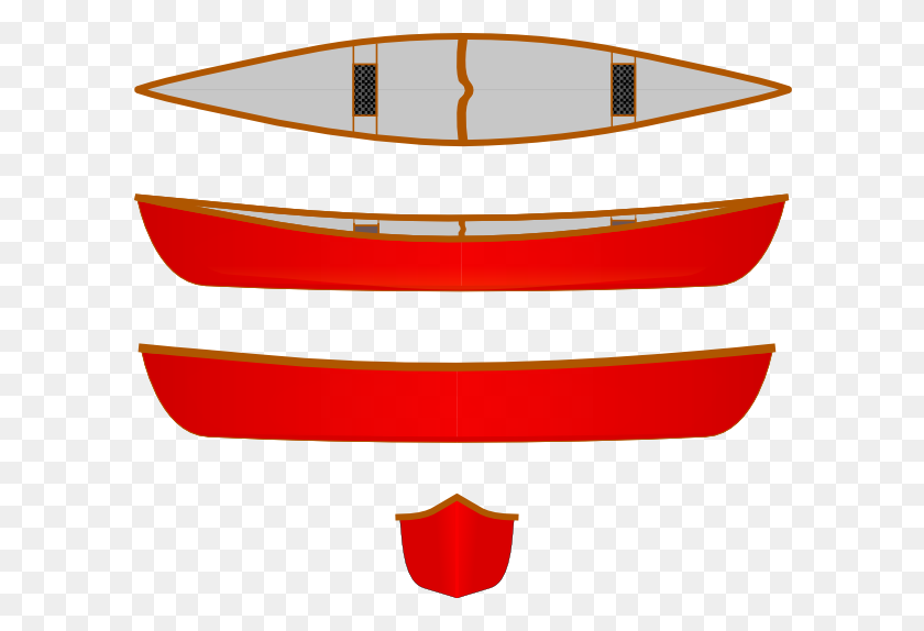 600x514 Red Canoe, Multiple Views Clip Art - Canoe Clipart