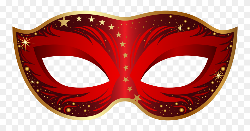 6385x3111 Máscara De Carnaval Roja Png Clipart - Mask Clipart