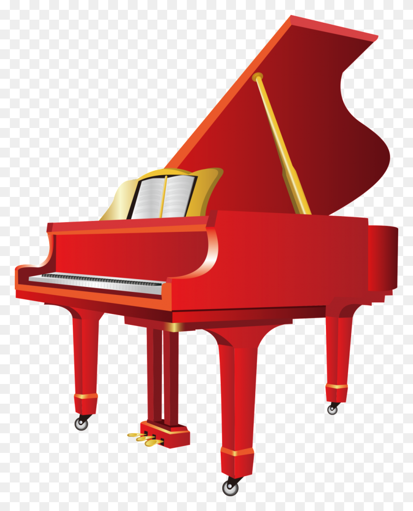 1024x1284 Red Cartoon Piano Design Free Png Download Png Vector - Piano PNG