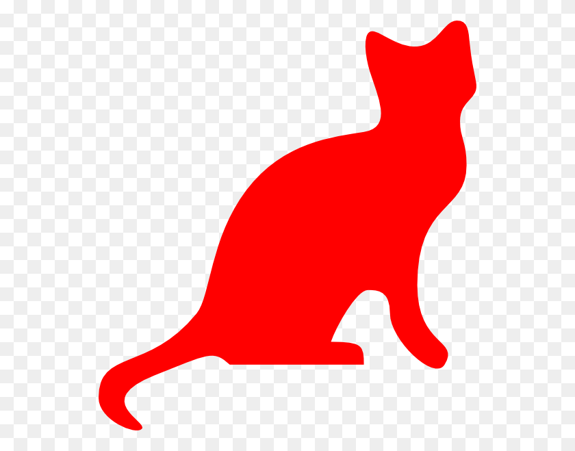 552x599 Red Cat Silhouette Clip Art - Cat Outline Clipart