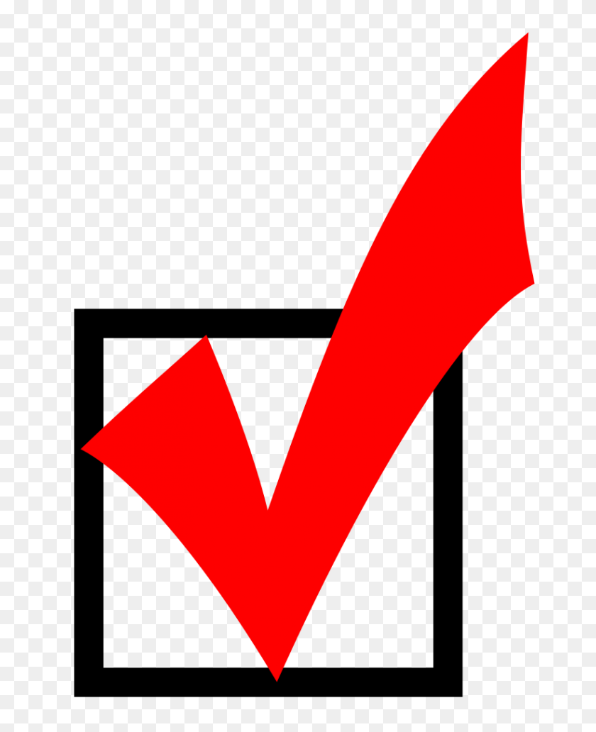 821x1024 Red Checkmark - Red Box PNG