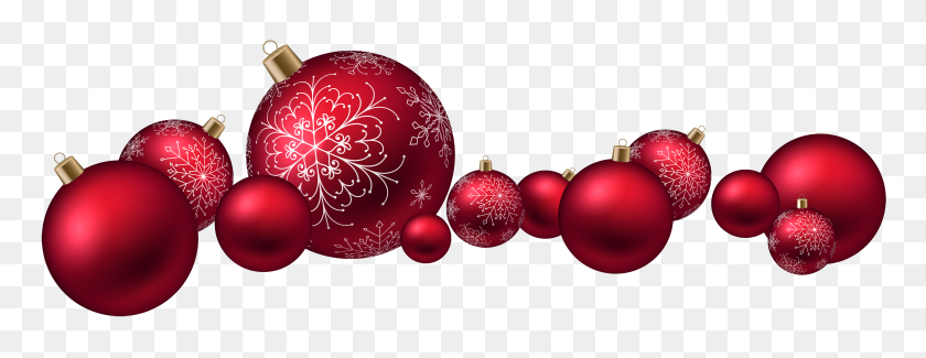 4000x1362 Red Christmas Ball Png Clipart - Christmas PNG