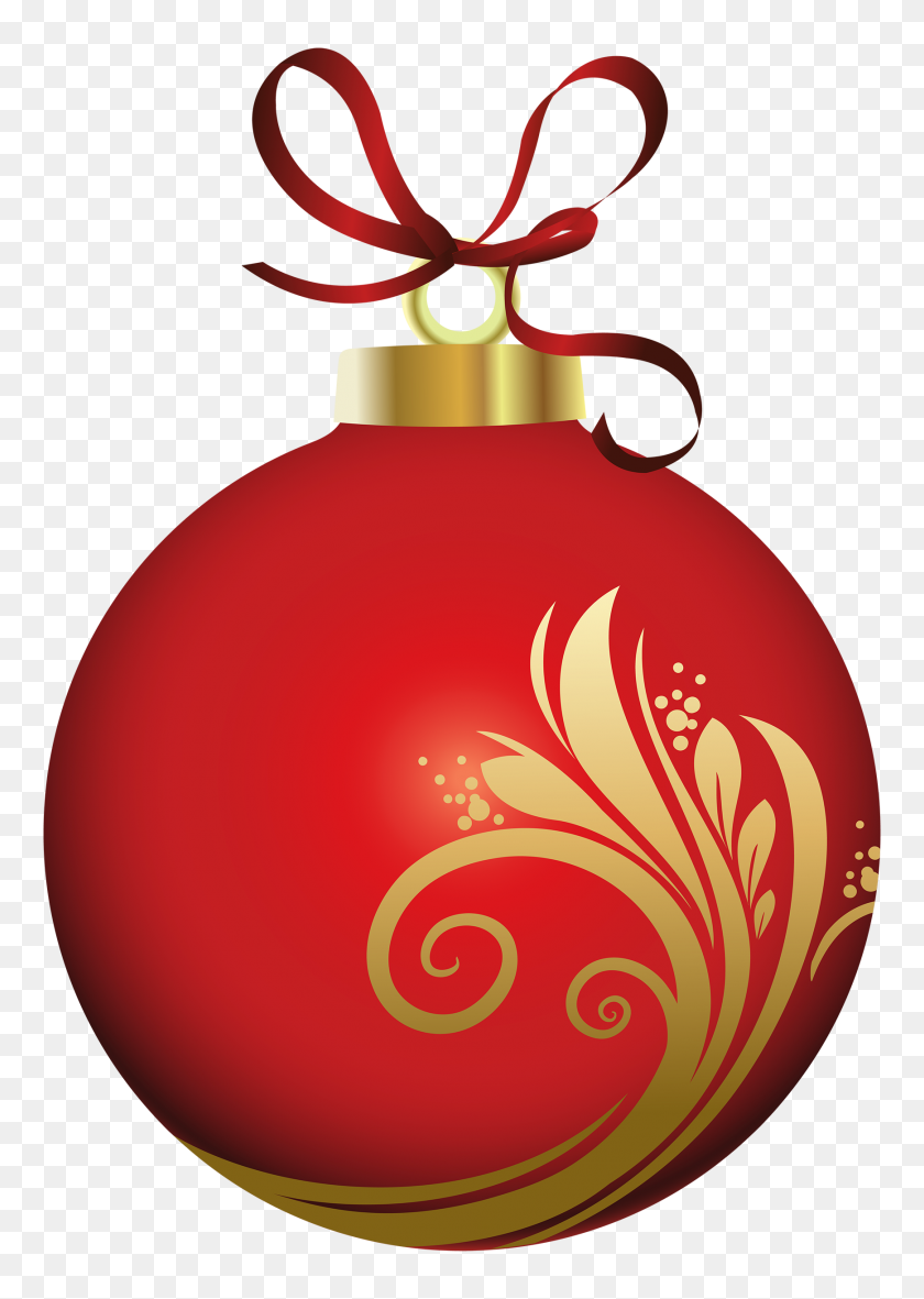 1738x2500 Red Christmas Ball With Decoration Png Clipart - Decoration PNG