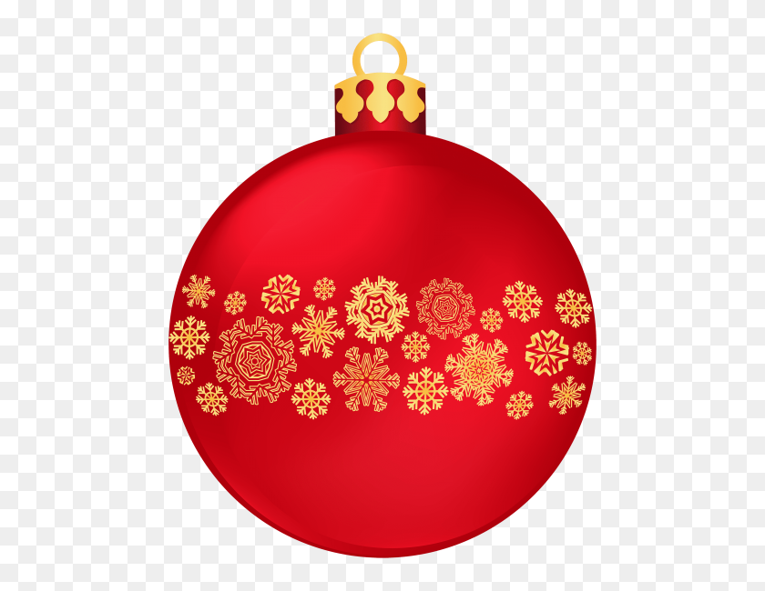 480x590 Red Christmas Ball With Snowflakes Png - Snowflake Emoji PNG