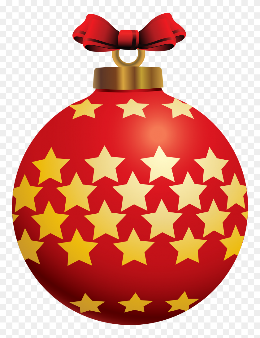 1892x2500 Red Christmas Ball With Stars Png Clipart - Silver Stars PNG