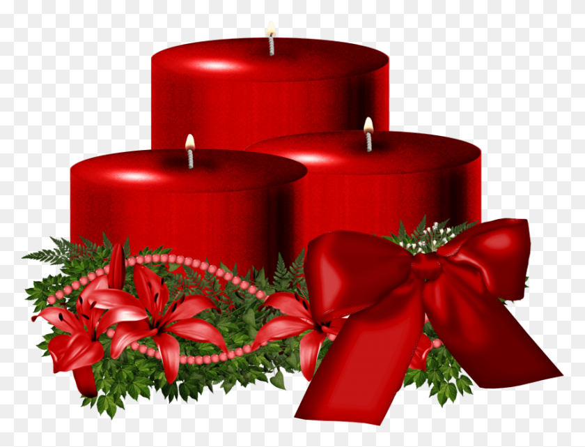 850x634 Red Christmas Candle Png - Candle PNG