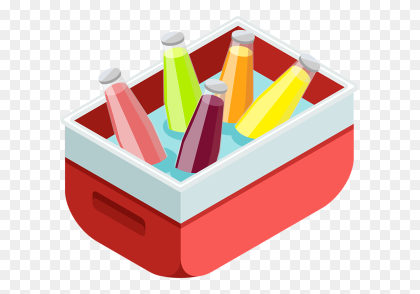 600x528 Red Cooler With Drinks Png Clip Art - Cooler Clipart