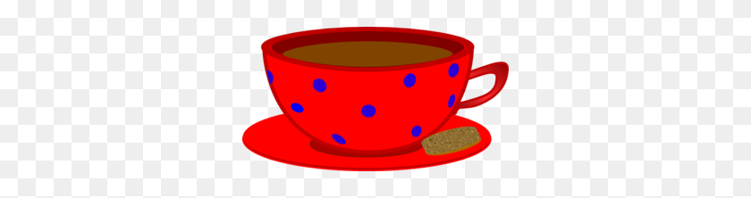 298x162 Red Cup, Saucer, Blue Polka Dots Clip Art - Red Cup PNG