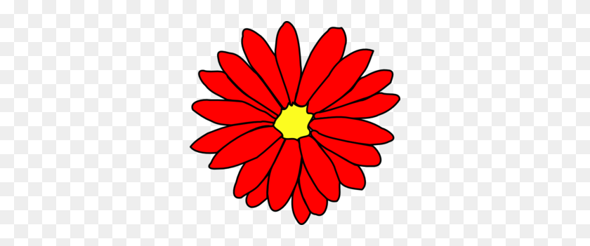 300x291 Red Daisy Flower Clip Art - Single Flower Clipart
