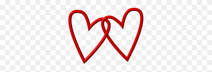 300x227 Red Double Heart Clip Art - Interlocking Hearts Clipart
