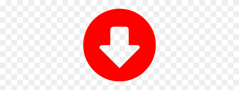256x256 Красный Круглый Значок Вниз - Красный Круг Png