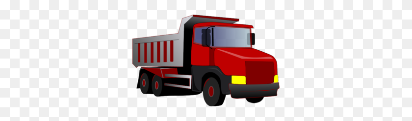 300x188 Red Dump Truck Vector Clip Art Image - Garbage Truck Clipart