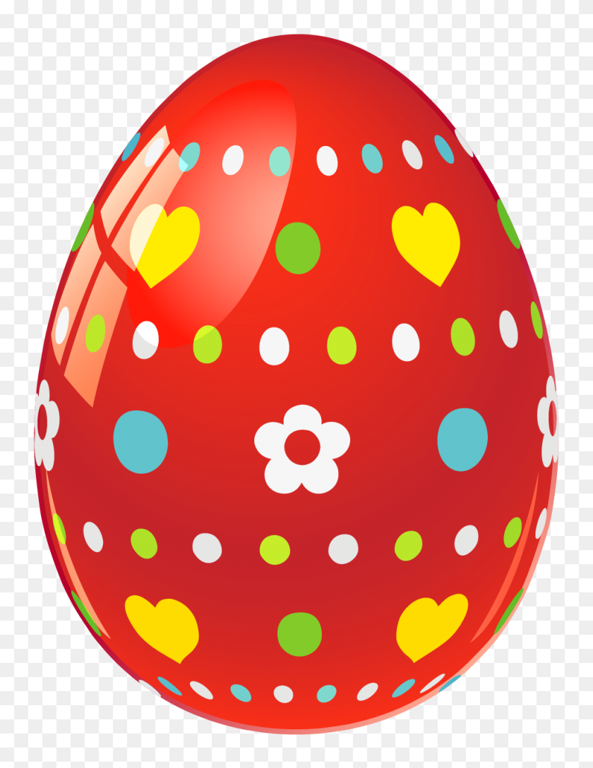 969x1279 Red Easter Egg With Flowers And Hearts Png Gallery - Easter Egg PNG