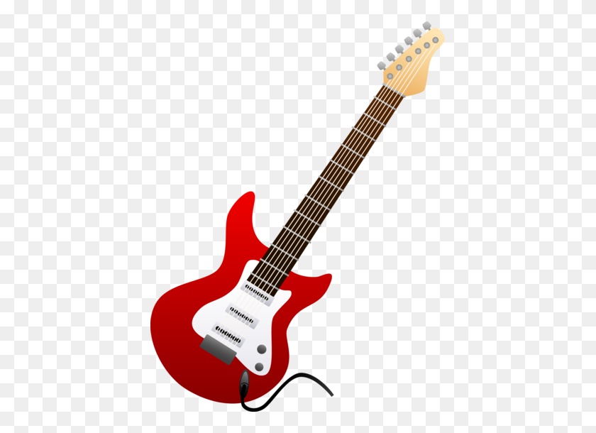 415x550 Red Electric Guitar Design Scrapbook Music Guitar - Steel Guitar Clip Art