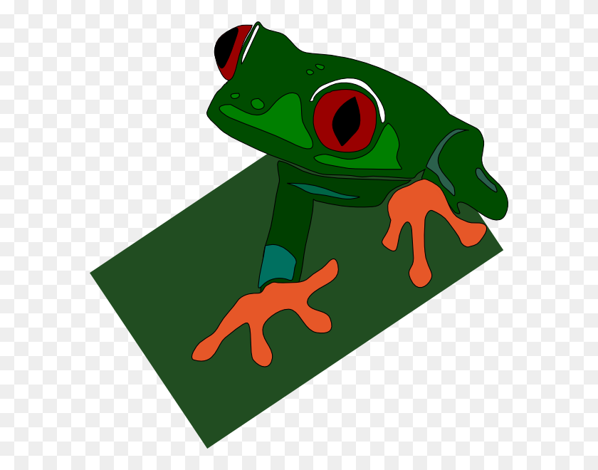 588x600 Red Eyed Frog Clip Art Free Vector - Frog On Lily Pad Clipart
