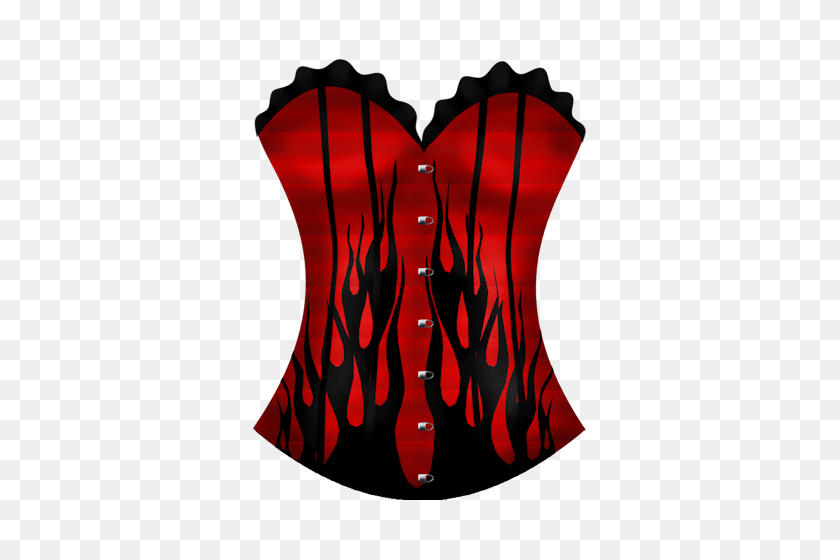 411x500 Red Flaming Corset Corsets Lingerie Corset, Get - Wardrobe Clipart