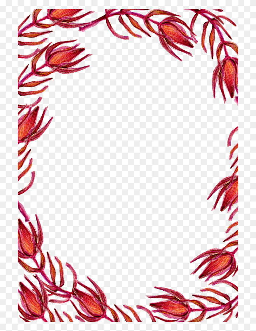 724x1024 Red Floral Border Download Png Image - Red Border PNG
