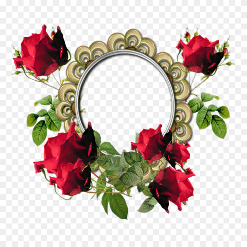 1024x1024 Red Flower Frame Png Photos Vector, Clipart - Rose Frame PNG