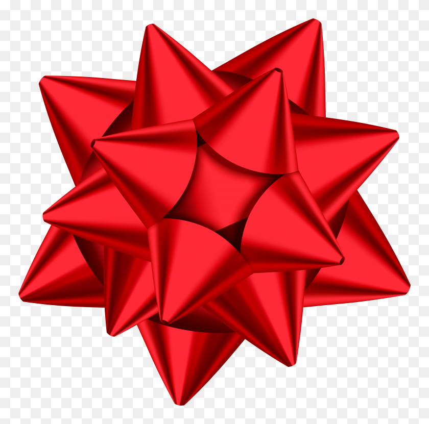 8000x7911 Red Foil Bow Deco Clip Art - Origami Clipart