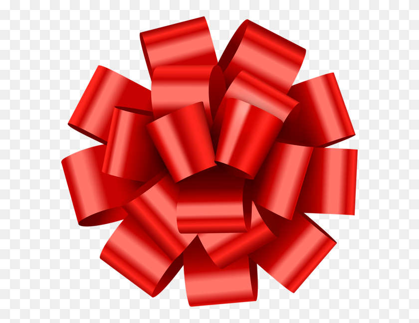 600x588 Red Foil Bow Png Clip - Red Christmas Bow Clipart
