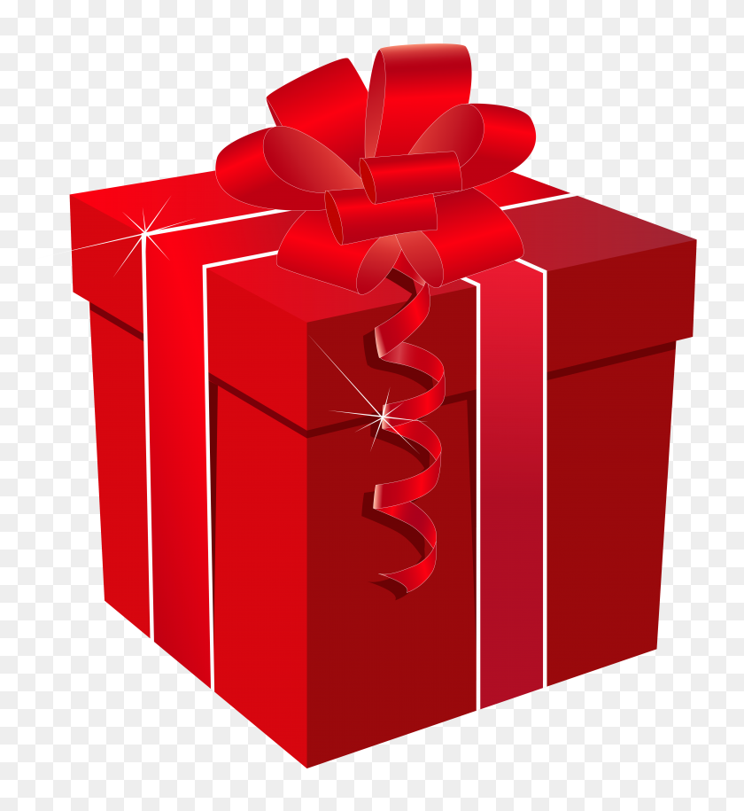 5690x6244 Красная Подарочная Коробка С Красным Бантом Png Галерея - Красная Коробка Png Клипарт