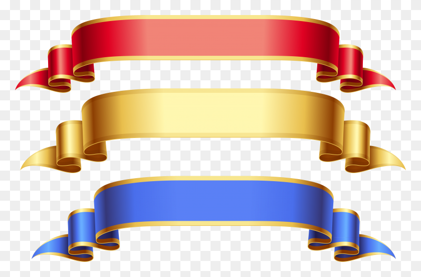 4291x2711 Red Gold Blue Ribbon Banner Png - Ribbon Banner PNG