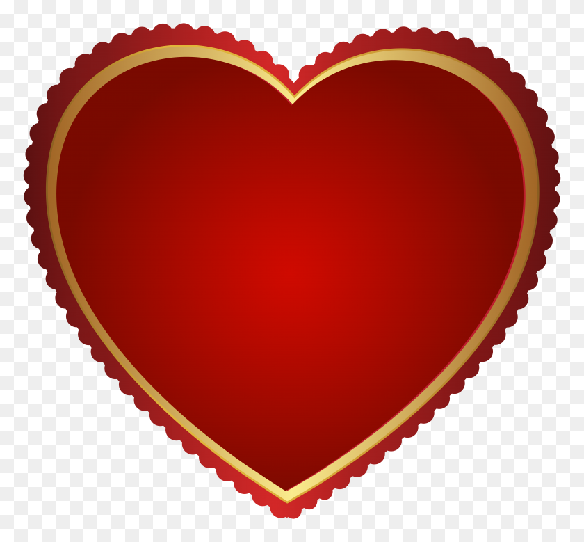 8000x7379 Red Gold Heart Transparent Clip Art - Gold Teeth PNG