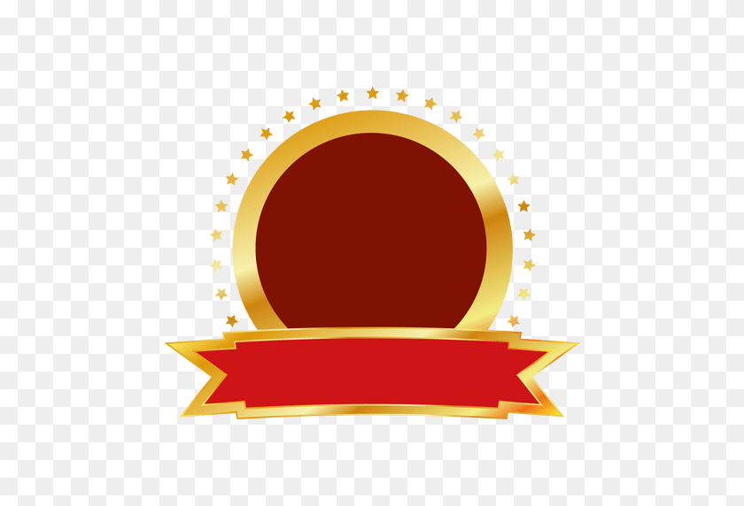 512x512 Red Gold Round Badge - Round PNG