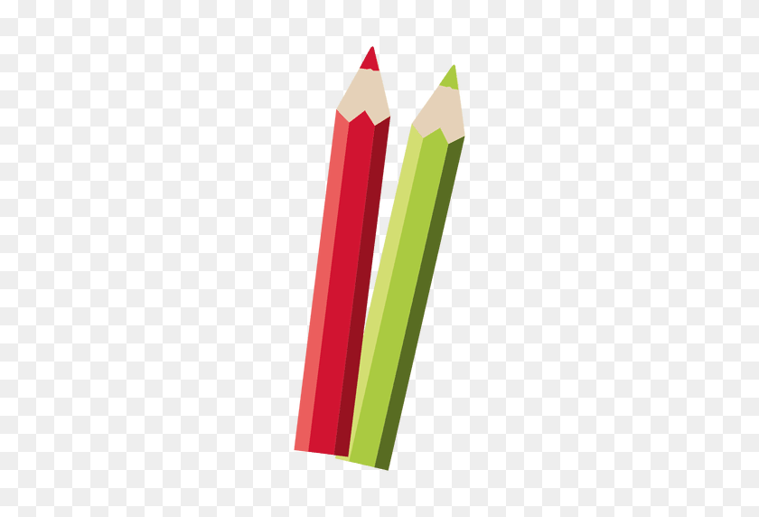 512x512 Red Green Color Pencils - Colored Pencil PNG