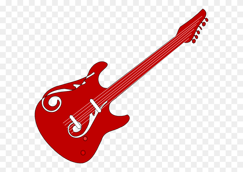 600x535 Red Guitar Clip Art - Rock Music Clipart