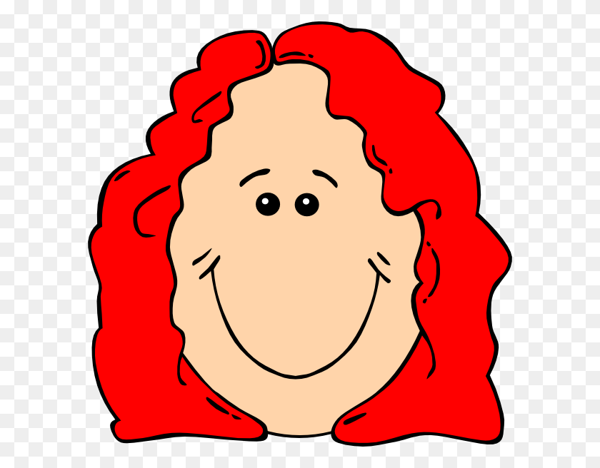594x596 Red Hair Female Cartoon Face Clip Art - Red Nose Clipart