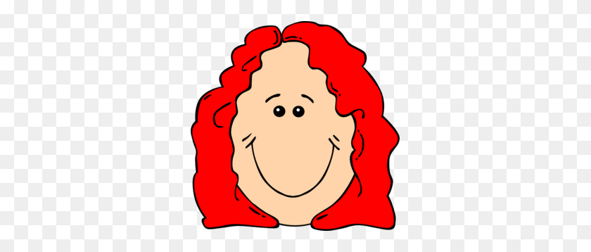 297x298 Red Hair Female Cartoon Face Clip Art - Redhead Girl Clipart