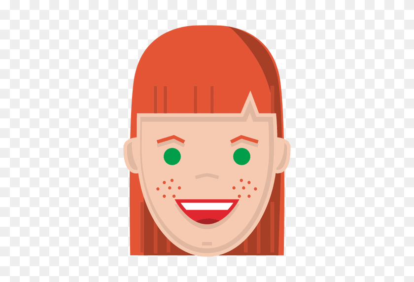 512x512 Red Hair Happy Freckles - Red Hair PNG